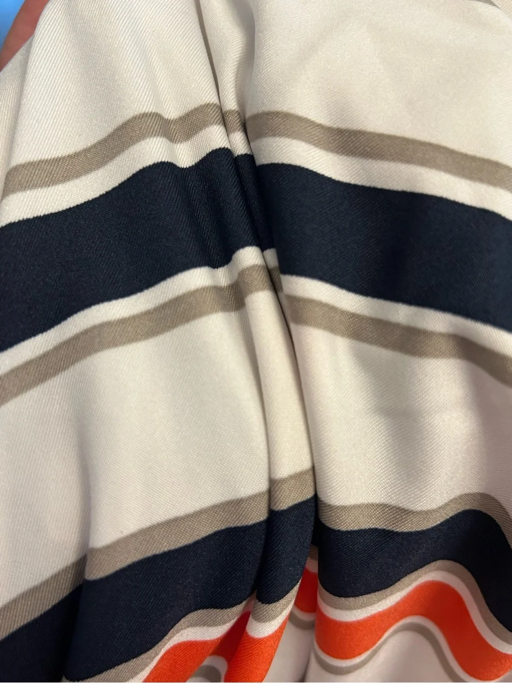 Jules & Leopold Cream Maxi Skirt with Navy & Orange Diagonal Stripes